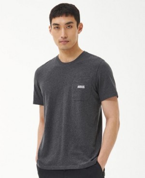 Dark Grey Men Barbour International Radok Pocket T-Shirts | US-0756AOJWV