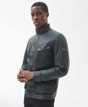 Dark Grey Men Barbour International Tourer Duke Waxed Jacket | US-0129HWYDL