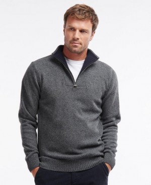 Dark Grey Men Barbour Nelson Essential Half Zip Sweater | US-0471QVTYD