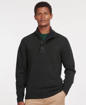 Dark Grey Men Barbour Patch Half Zip Sweater | US-7856HPCGJ