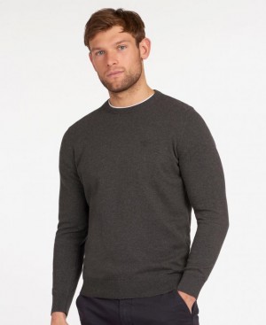 Dark Grey Men Barbour Pima Cotton Crew Neck Sweater | US-0597WONSD