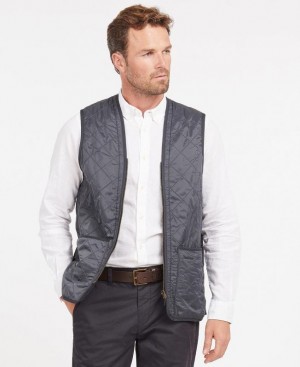 Dark Grey Men Barbour Polarquilt Waistcoat/Zip-In Liner Vest | US-4187QRBMD