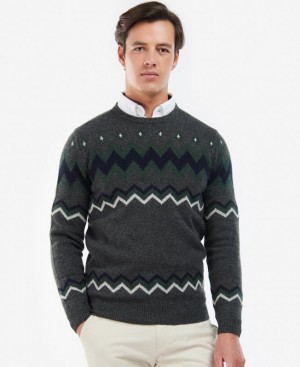 Dark Grey Men Barbour Regis Fairisle Sweatshirt | US-9587BYEXV