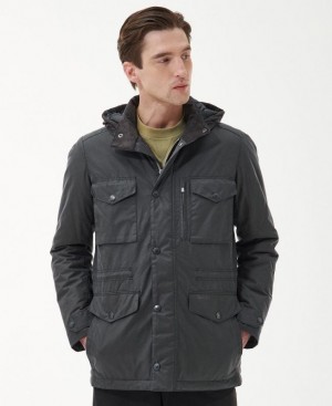 Dark Grey Men Barbour Winter Sapper Waxed Jacket | US-1468THXFI