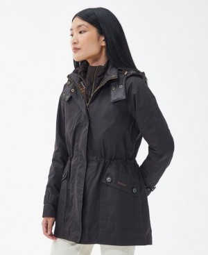 Dark Grey Women Barbour Cannich Waxed Jacket | US-2903RINKA