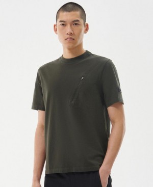 Dark Olive Men Barbour International Refocus T-Shirts | US-7198JLOWI