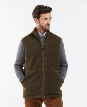 Dark Olive Men Barbour Oakmoor Fleece Vest | US-5482WIYGC