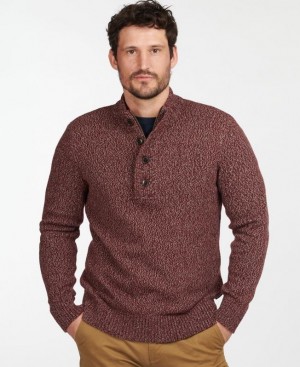 Dark Red Men Barbour Sid Half Zip Sweater | US-1086ZTLQH