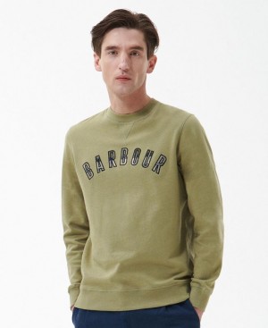 Green Men Barbour Debson Crew Neck Sweatshirt | US-5374RPVEX