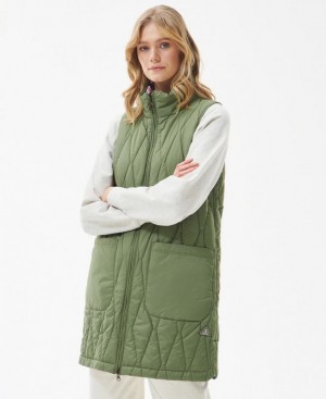 Green Women Barbour Acanthus Reversible Vest | US-1926BPTSM