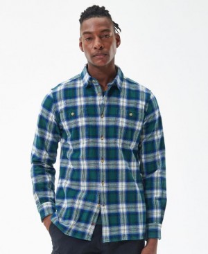 Green / Blue Men Barbour Tobias Tailored Shirts | US-1204GRKDP