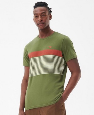 Green / Coral / White Men Barbour Braeside T-Shirts | US-6172ZLHTD