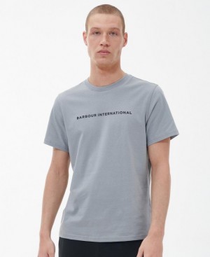 Grey Blue Men Barbour International Motored T-Shirts | US-0961CZVPS