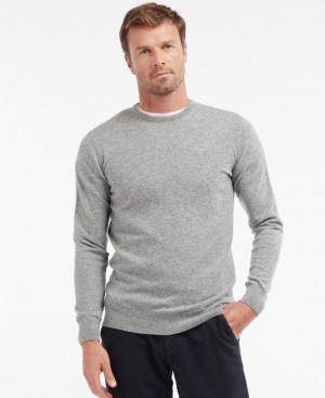 Grey Men Barbour Essential Lambswool Crew Neck Sweatshirt | US-8719PMANU