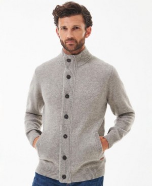 Grey Men Barbour Essential Patch Zip Through Sweater | US-0548QWOHD