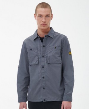 Grey Men Barbour International Cadwell Regular Fit Overshirt | US-2764MALGT