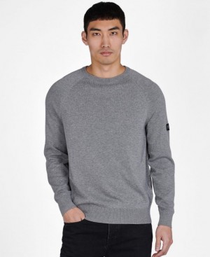 Grey Men Barbour International Cotton Crew Neck Sweater | US-7059FEISM