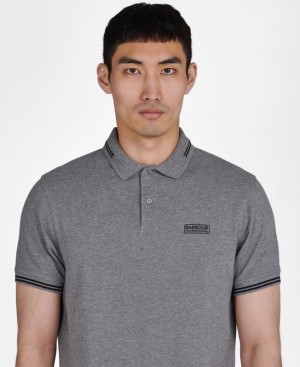 Grey Men Barbour International Essential Tipped Polo Shirt | US-2316FELVJ