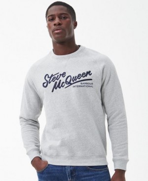 Grey Men Barbour International Frankie Crew Neck Sweatshirt | US-2045BDTLC