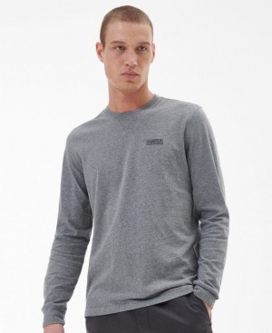 Grey Men Barbour International Long Sleeved Logo T-Shirts | US-5401TQEIO