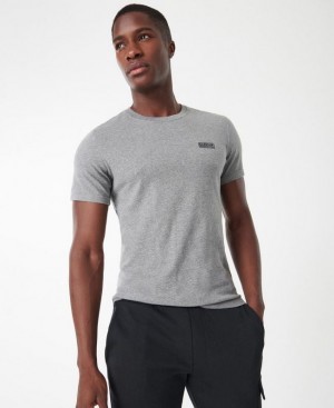 Grey Men Barbour International Small Logo T-Shirts | US-4385ENLIC