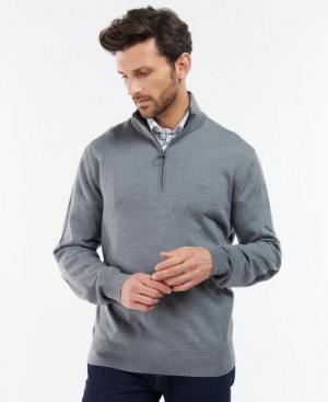 Grey Men Barbour Loyton Merino Half Zip Sweater | US-2679NPMIK