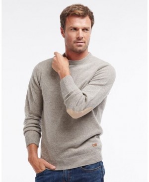 Grey Men Barbour Patch Crew Neck Sweater | US-3217RLVAQ