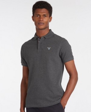 Grey Men Barbour Tartan Pique Polo Shirt | US-4132VFSXW