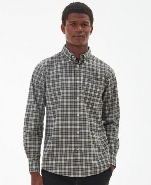 Grey / Dark Green Men Barbour Lomond Tailored Shirts | US-2590BCTVR