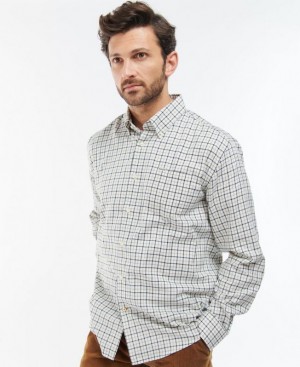 Grey / Navy Men Barbour Preston Regular Shirts | US-3921ECYQD