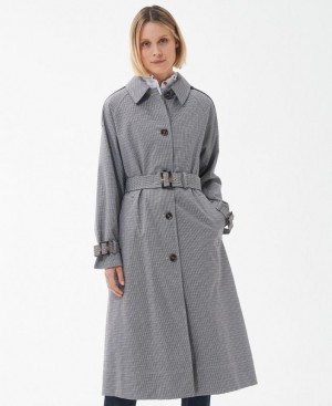 Grey / Navy Women Barbour Marie Showerproof Trench Coat | US-6841MNYZH