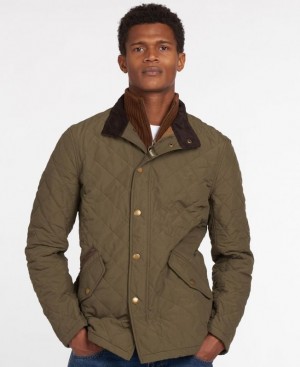 Khaki Men Barbour Shoveler Quilted Jacket | US-8124RNHWY