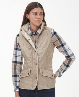 Khaki Women Barbour Cavalry Vest | US-3419BTEFH