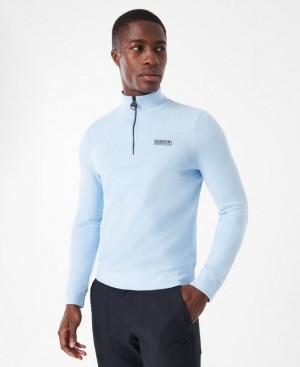 Light Blue Men Barbour International Essential Half-Zip Sweatshirt | US-0938MVEGZ