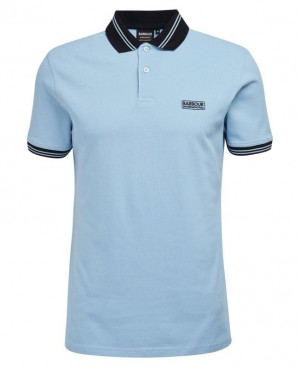 Light Blue Men Barbour International Tracker Polo Shirt | US-2750VYNKU