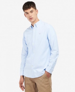 Light Blue Men Barbour Oxford Tailored Shirts | US-2785HKNTL