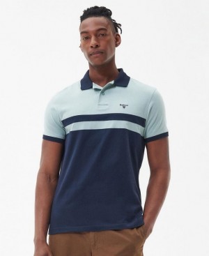 Light Blue / Navy Men Barbour Bonnington Polo Shirt | US-9357JNXVZ