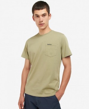 Light Green Men Barbour Langdon Pocket T-Shirts | US-1903QWRXP