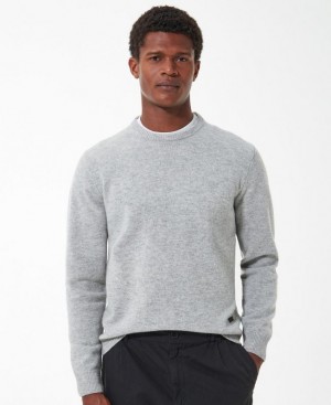 Light Grey Men Barbour Essential Crew-Neck Sweatshirt | US-2064LZPHF