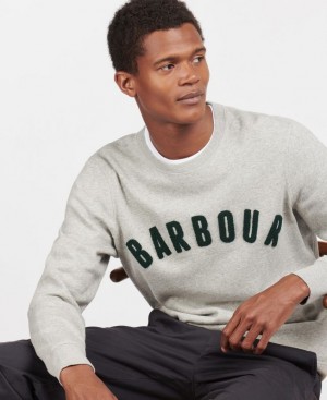 Light Grey Men Barbour Prep Logo Sweatshirt | US-6219CGAXI