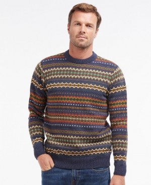 Multicolor Men Barbour Case Fairisle Crew Neck Sweater | US-8193MPDZW