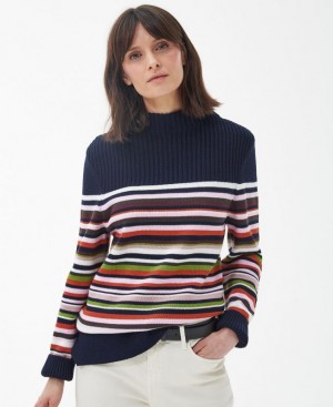 Multicolor Women Barbour Stripe Guernsey Knitted Sweater | US-7106CKLRY