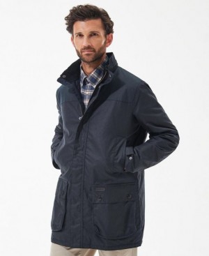 Navy Men Barbour Alston Waxed Jacket | US-4059BLWJA