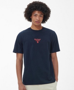 Navy Men Barbour Beacon Shadworth T-Shirts | US-4519EUIQR