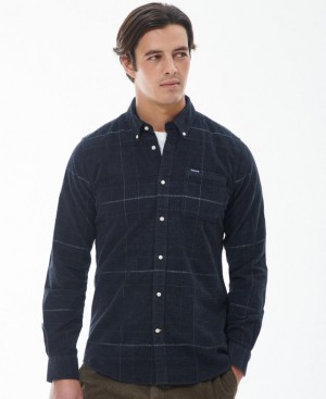 Navy Men Barbour Blair Tailored Shirts | US-1305WCXTI