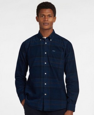 Navy Men Barbour Blair Tailored Shirts | US-6284GROEZ