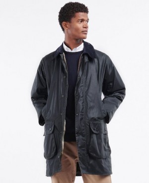 Navy Men Barbour Border® Waxed Jacket | US-9267RKBNM