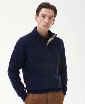 Navy Men Barbour Calder Half Zip Sweater | US-4537QMLNY