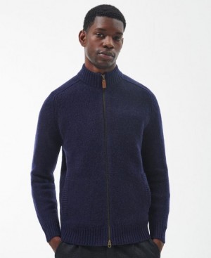 Navy Men Barbour Calder Zip Through Sweater | US-2159KTRAS