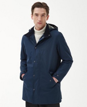 Navy Men Barbour Chelsea Mac Waterproof Jacket | US-7682HLYTG